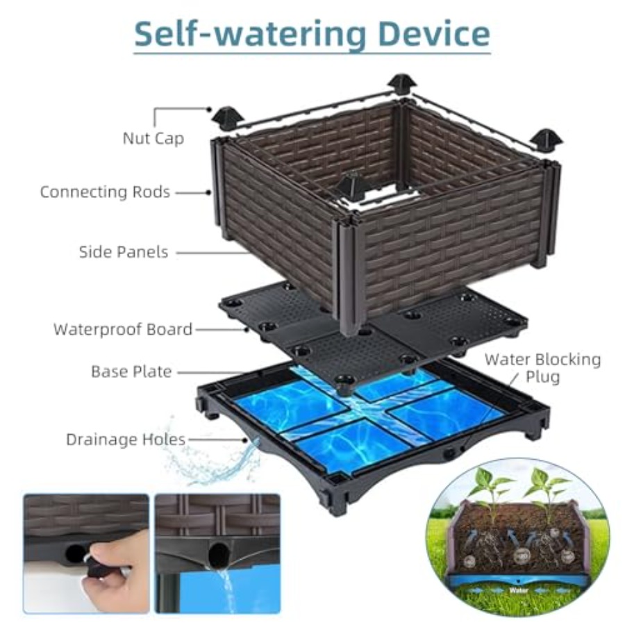 Outdoor self-watering raised p - Self-Watering Planter ulasan dan harga