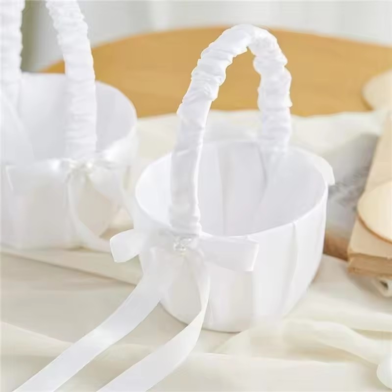 Wedding White Satin Bow Flower - Gardening Tools Girls ulasan dan harga
