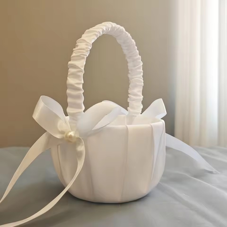 Wedding White Satin Bow Flower - Gardening Tools Girls ulasan dan harga