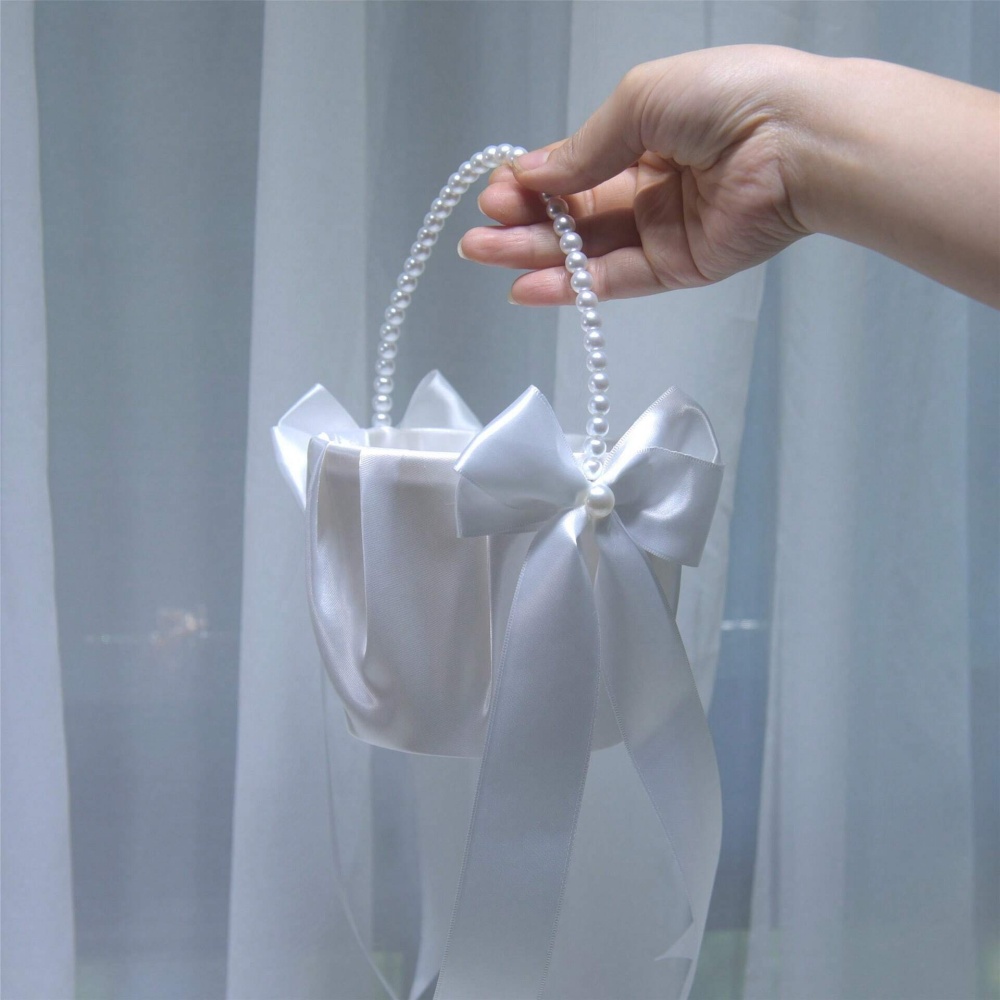 White Satin Bow Flower Girl Ba - Gardening Tools Girls ulasan dan harga