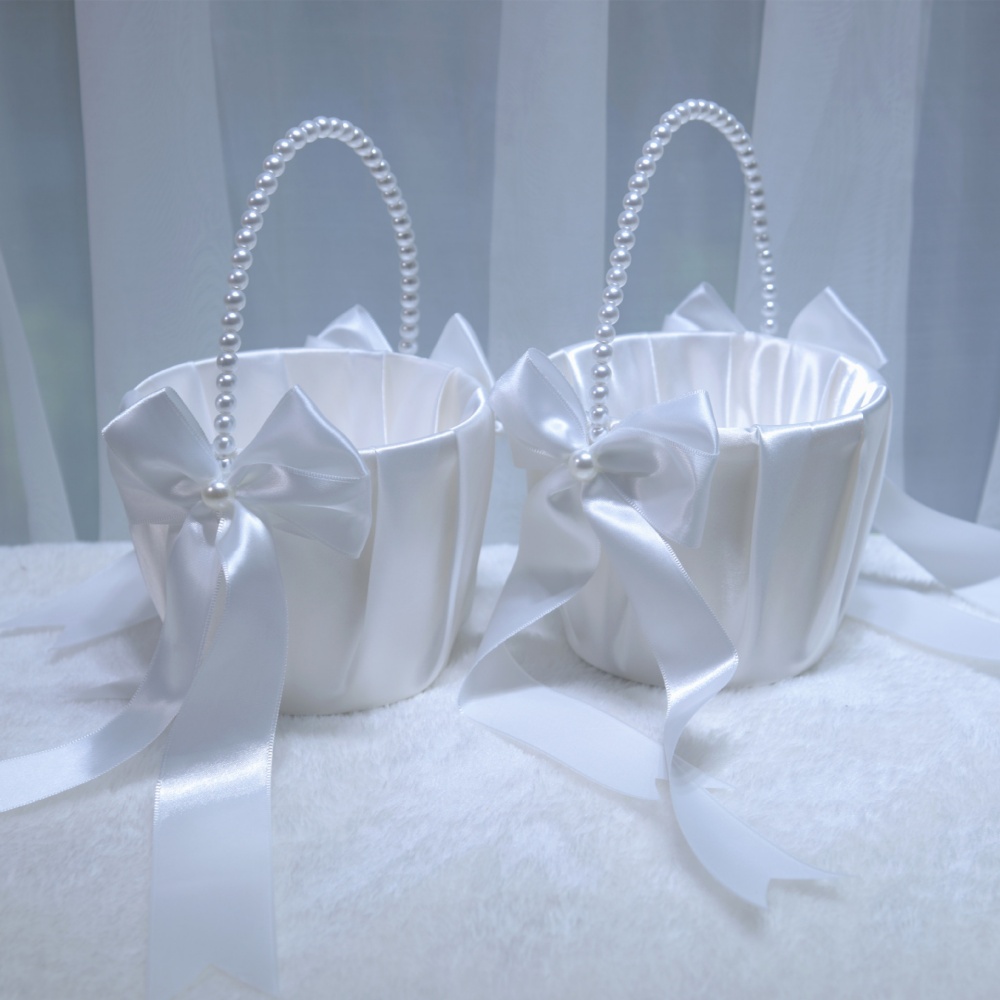White Satin Bow Flower Girl Ba - Gardening Tools Girls ulasan dan harga