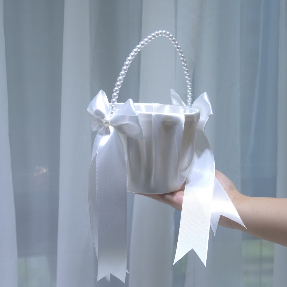 White Satin Bow Flower Girl Ba - Gardening Tools Girls ulasan dan harga